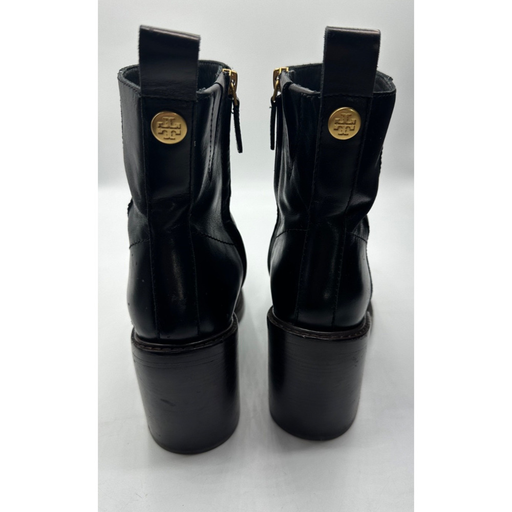 TORY BURCH HEELED ANKLE ZIP UP SIERRA ANTIK PERFECT BLACK BOOTIES SIZE US 7.5 - Picture 4 of 7